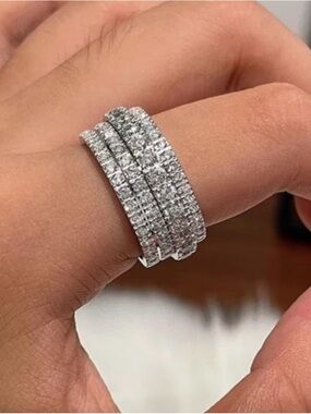 💎 💍 Silver Multi-Row CZ Stackable Ring sz 6,8, 9